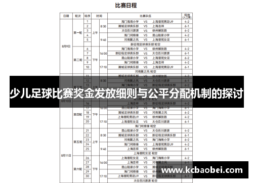 少儿足球比赛奖金发放细则与公平分配机制的探讨