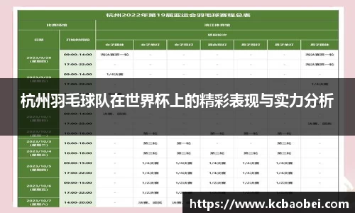 杭州羽毛球队在世界杯上的精彩表现与实力分析